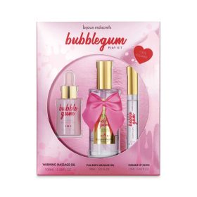   BUBBLEGUM Play Kit: - Teplý masážní olej 100 ml - Masážní gel na celé tělo 30 ml - Oral Pleasure Lip Gloss 13 ml