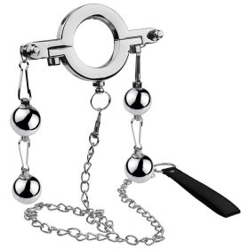   Metal testicular stretcher with 4 balls - 300g premium experience