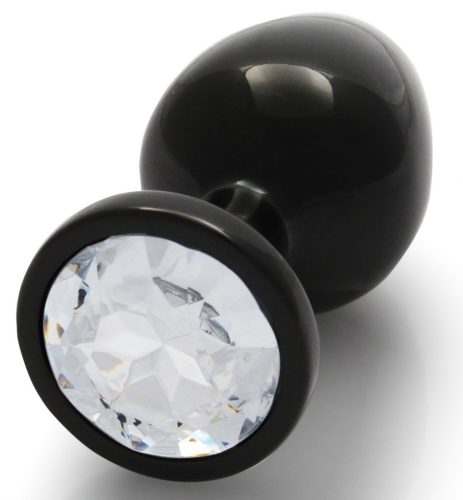 Bijou – Prémium anal gyöngy, 7 x 3,3 cm, fekete-átlátszó