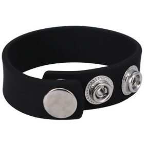 Adjustable silicone penis ring – three snaps black